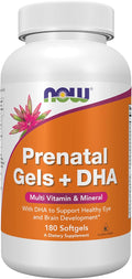 NOW Supplements, Prenatal Gels + DHA with 250 mg DHA Per Serving, Plus Borage Oil (GLA), 180 Softgels