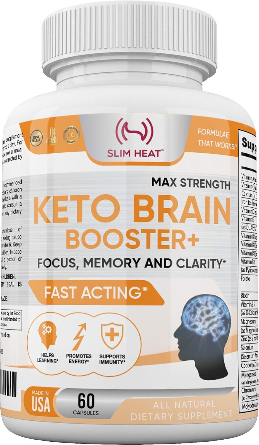 Slim Heat Keto Brain Booster - Suplemento Cognitivo Natural - 60 Cápsulas