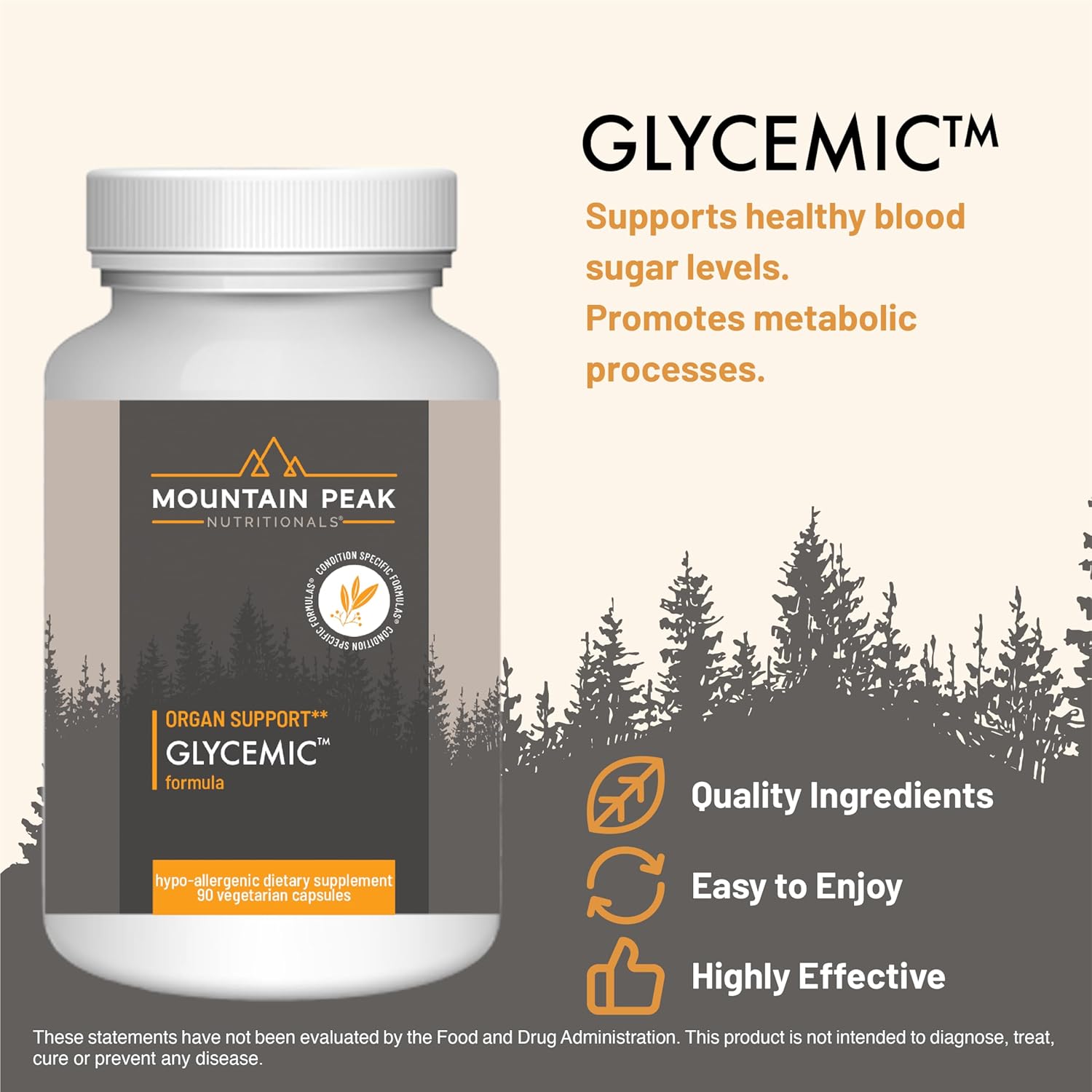 Mountain Peak Nutritionals Glycemic Formula - Suplemento de Apoyo Metabólico - 90 Cápsulas Vegetales