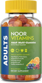 Noor Vitamins Gomitas Multivitamínicas Halal para Adultos con Mezcla de Frutas Orgánicas - 90 Unidades