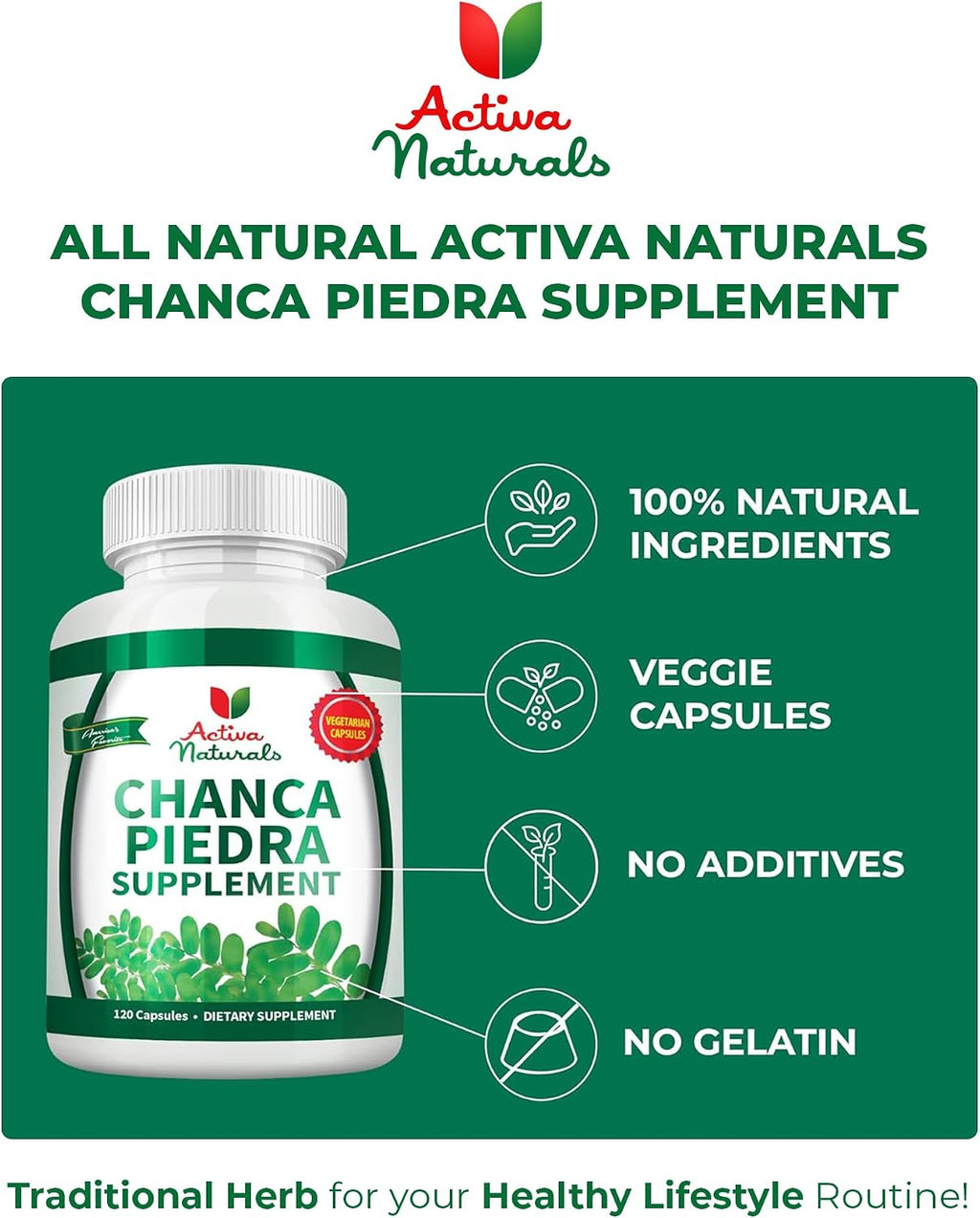 Chanca Piedra 500 mg – 120 Cápsulas Vegetales – Extracto de Phyllanthus Niruri