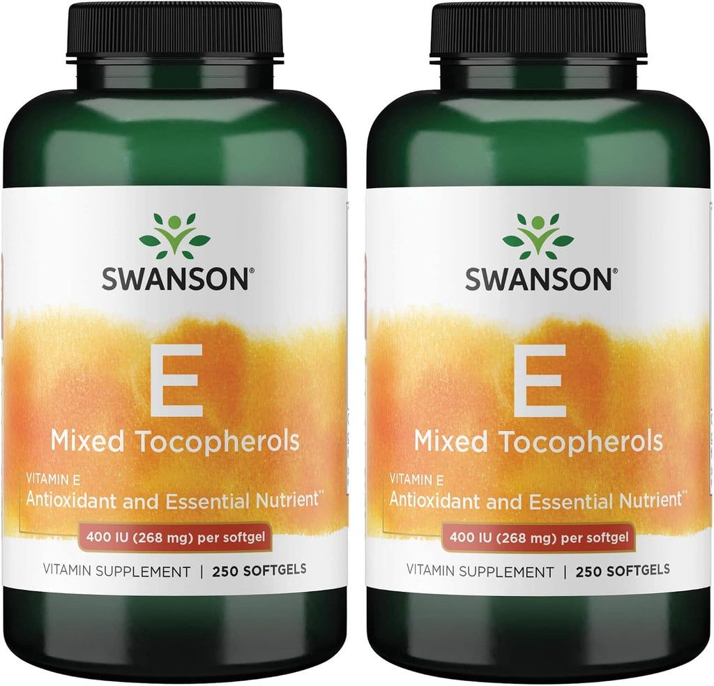 Swanson E-400 Tocoferoles Mixtos - 400 UI - 250 Cápsulas Blandas (Paquete de 2)