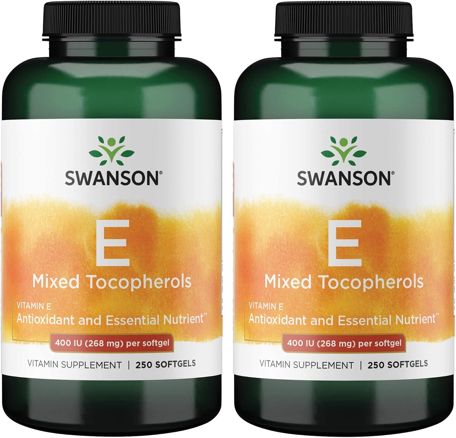 Swanson E-400 Tocoferoles Mixtos - 400 UI - 250 Cápsulas Blandas (Paquete de 2)