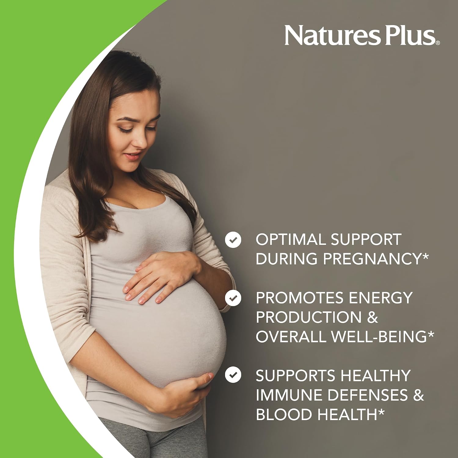 NaturesPlus Source of Life Prenatal - 90 Tablets - Multivitamin & Mineral with Iron - Nutritional Support for Pregnancy - Gluten-Free, Vegetarian