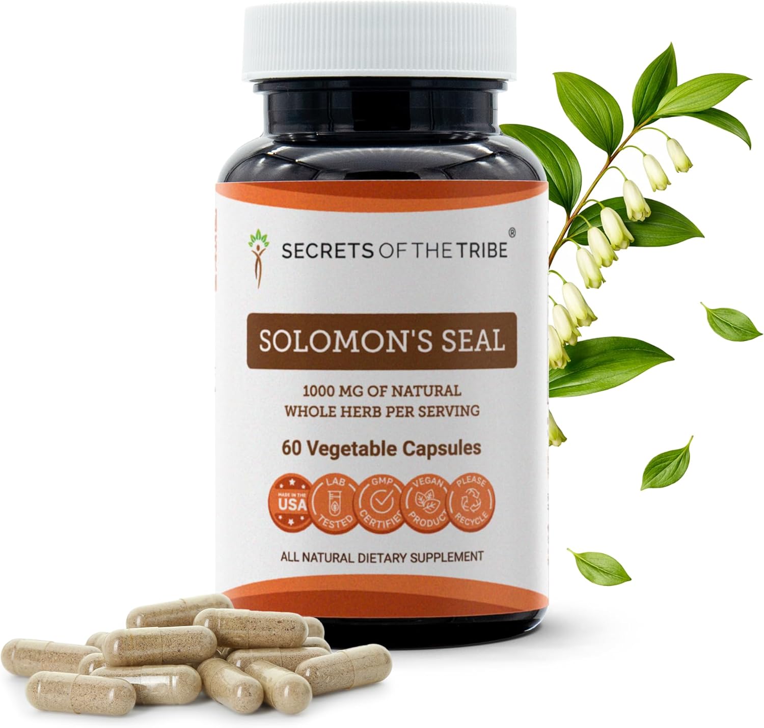 Secrets of the Tribe Sello de Salomón 120 Cápsulas, 500 mg - Rizoma Seco Silvestre (Polygonatum odoratum)