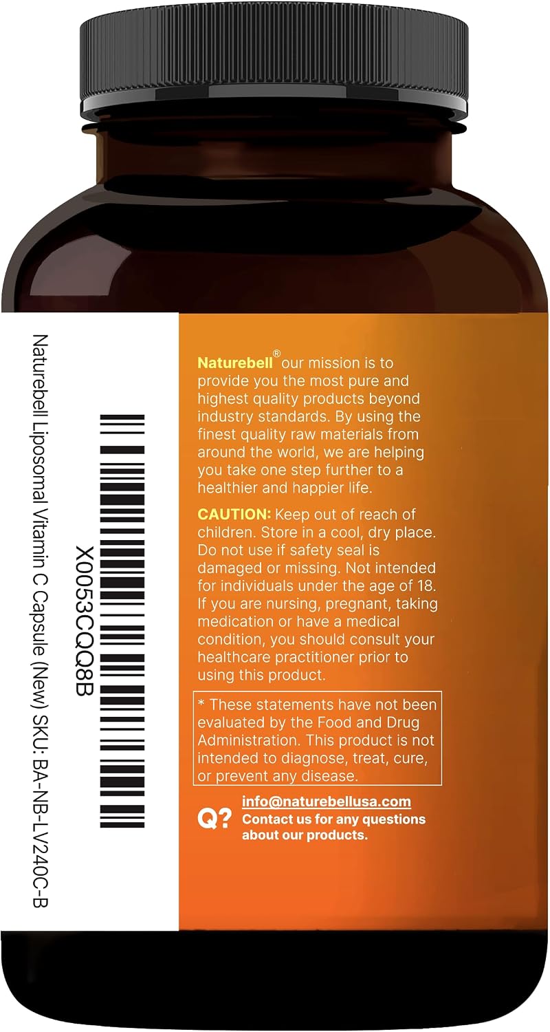 NatureBell Liposomal Vitamin C 2,000mg Per Serving, 240 Cápsulas - Suplemento Diario de Vitamina C Liposomal