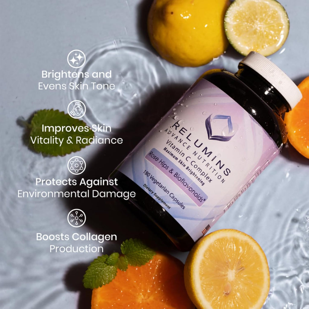 Relumins Vitamina C con Escaramujo - 1000 mg - 180 Cápsulas (30 Días)
