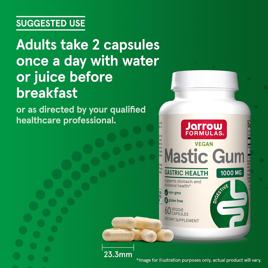 Jarrow Formulas Mastic Gum 1000 mg - Suplemento para la Salud Gastrointestinal - 60 Cápsulas Vegetales (30 Días)