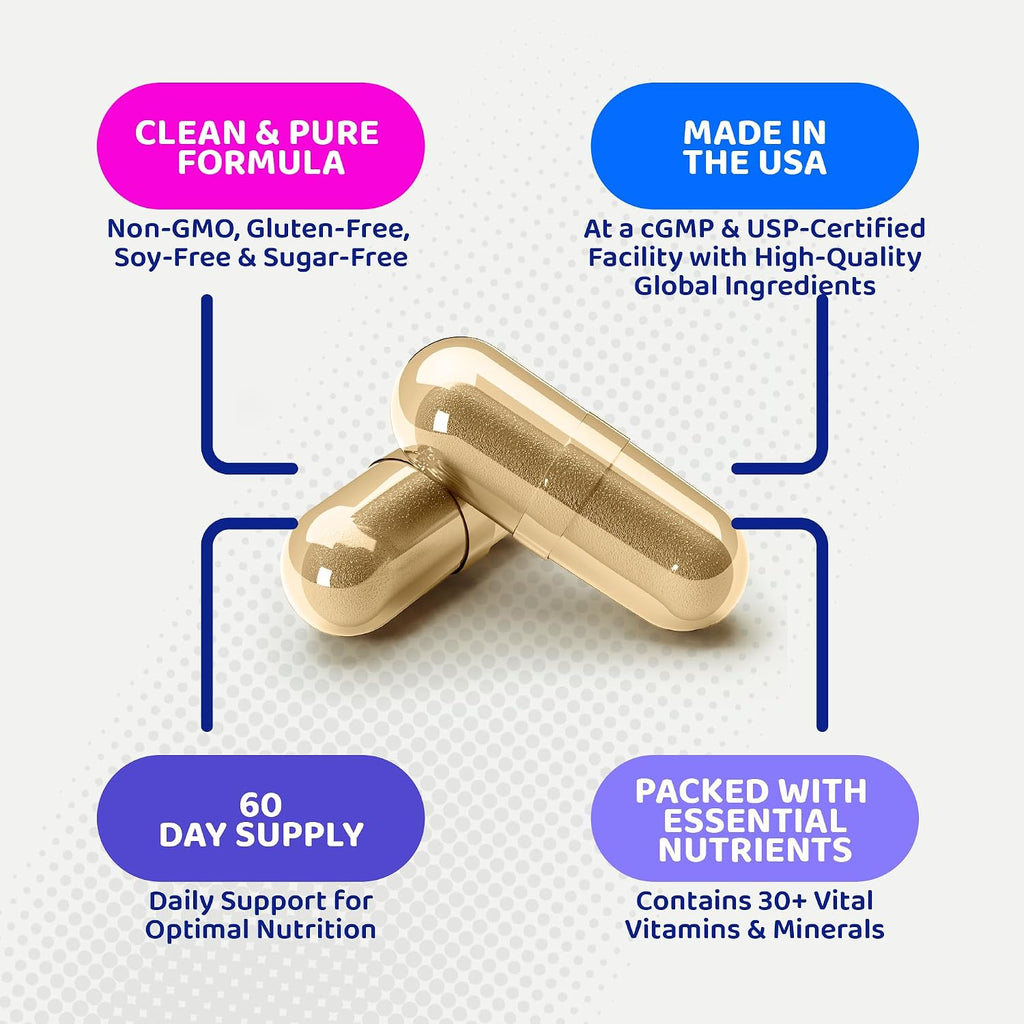 Multivitamínico para Mujeres 37 en 1 con Vitaminas C, D3, Ácido Fólico, Complejo B, Biotina, Zinc y Más – 120 Comprimidos