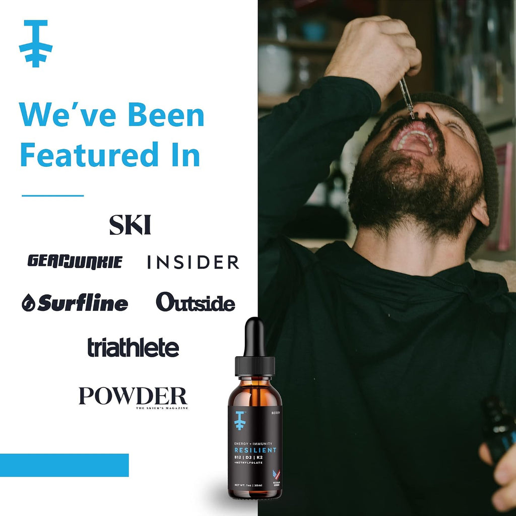 PROTEKT Resilient Gotas de Vitaminas D3, K2 y B12 - Suplemento Líquido con Metilfolato y Metilcobalamina - Sabor Natural a Bayas - 30 ml