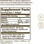 Solgar Vitamin E 268 mg (400 IU) with Mixed Tocopherols, 100 Softgels