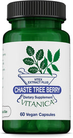 Vitanica, Baya del Árbol Casto (Sauzgatillo), Extracto de Vitex Plus, Vegano, 60 Cápsulas