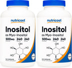 Nutricost Inositol 500mg, 240 Cápsulas Veganas - Myo-Inositol, Sin OMG, Sin Gluten