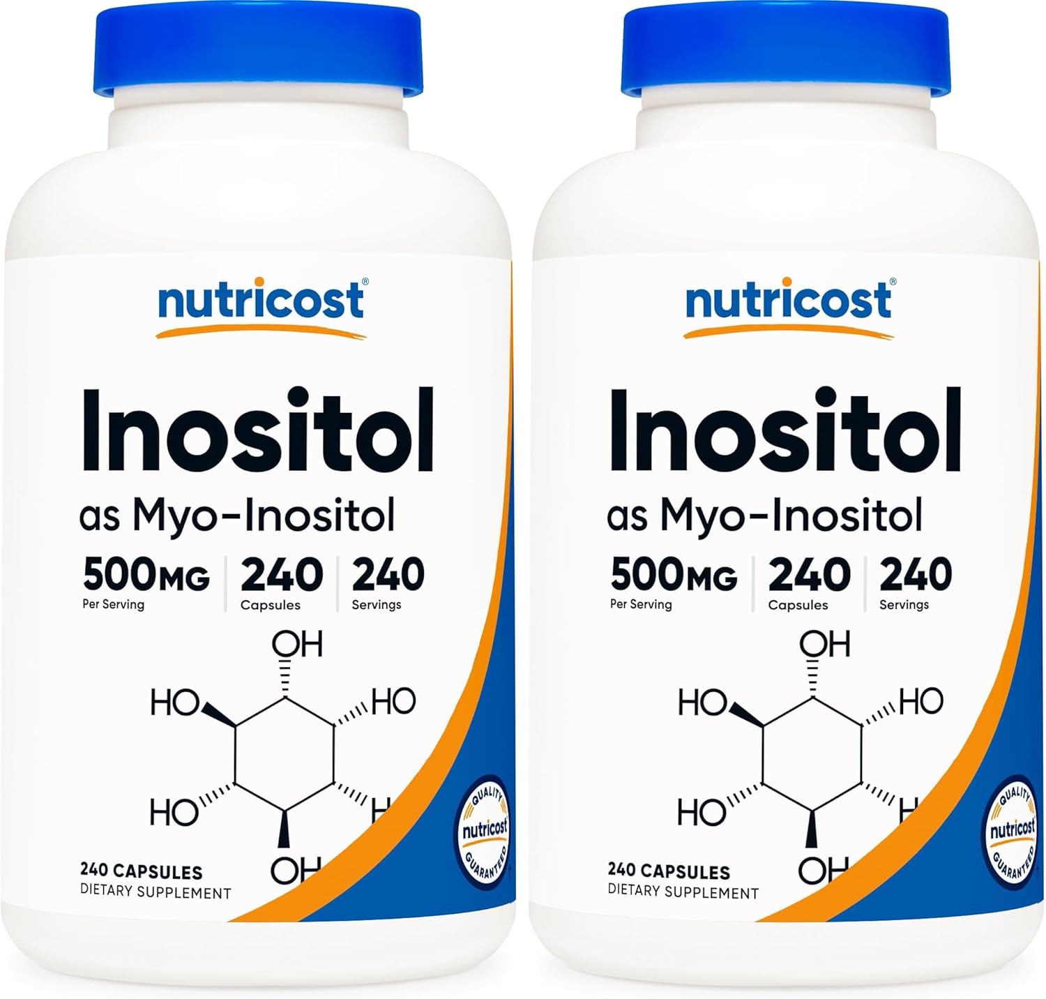 Nutricost Inositol 500mg, 240 Cápsulas Veganas - Myo-Inositol, Sin OMG, Sin Gluten
