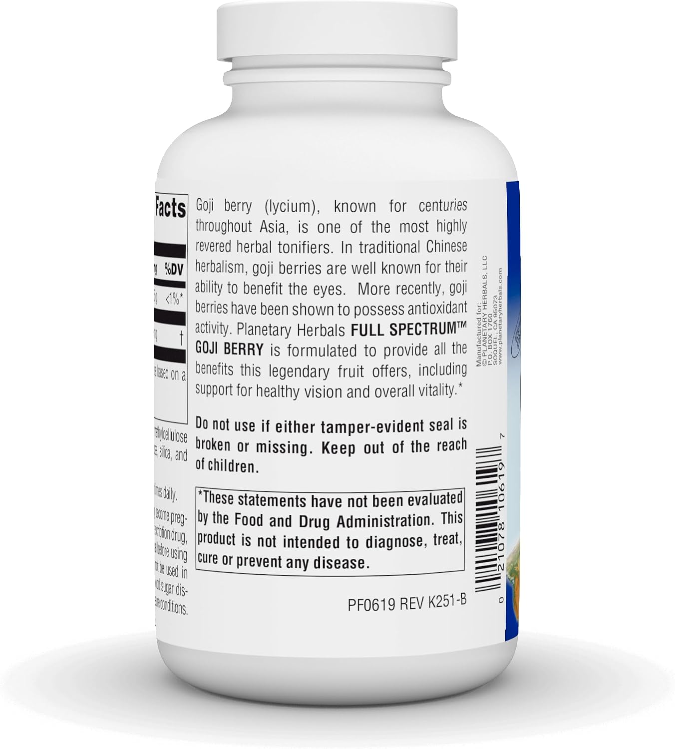 Planetary Herbals Baya Goji Espectro Completo 700mg - 180 Cápsulas Vegetarianas