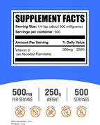Ascorbyl Palmitate Powder - Vitamin C Ester - Gluten Free - 500mg Per Serving, 250g