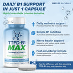 MAXLIFE NATURALS TTFD Tiamina B1 100 mg con Magnesio - 60 Cápsulas
