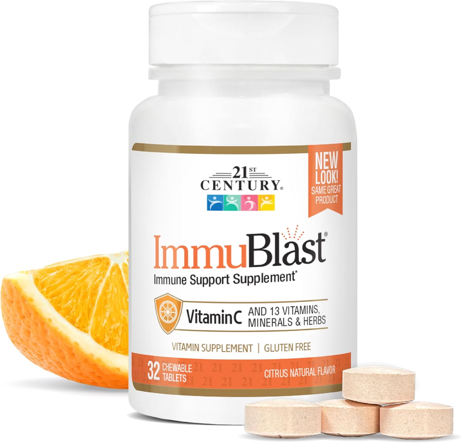 21st Century Immublast Comprimidos Masticables, Cítrico, 32 Unidades