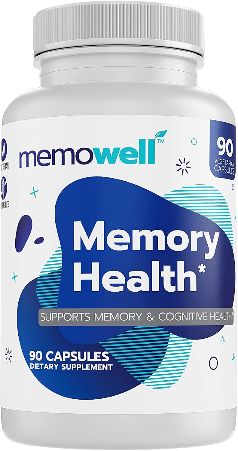 Memowell Suplemento para la Memoria - Fórmula Avanzada para la Salud Cerebral - 90 Cápsulas (30 Días)