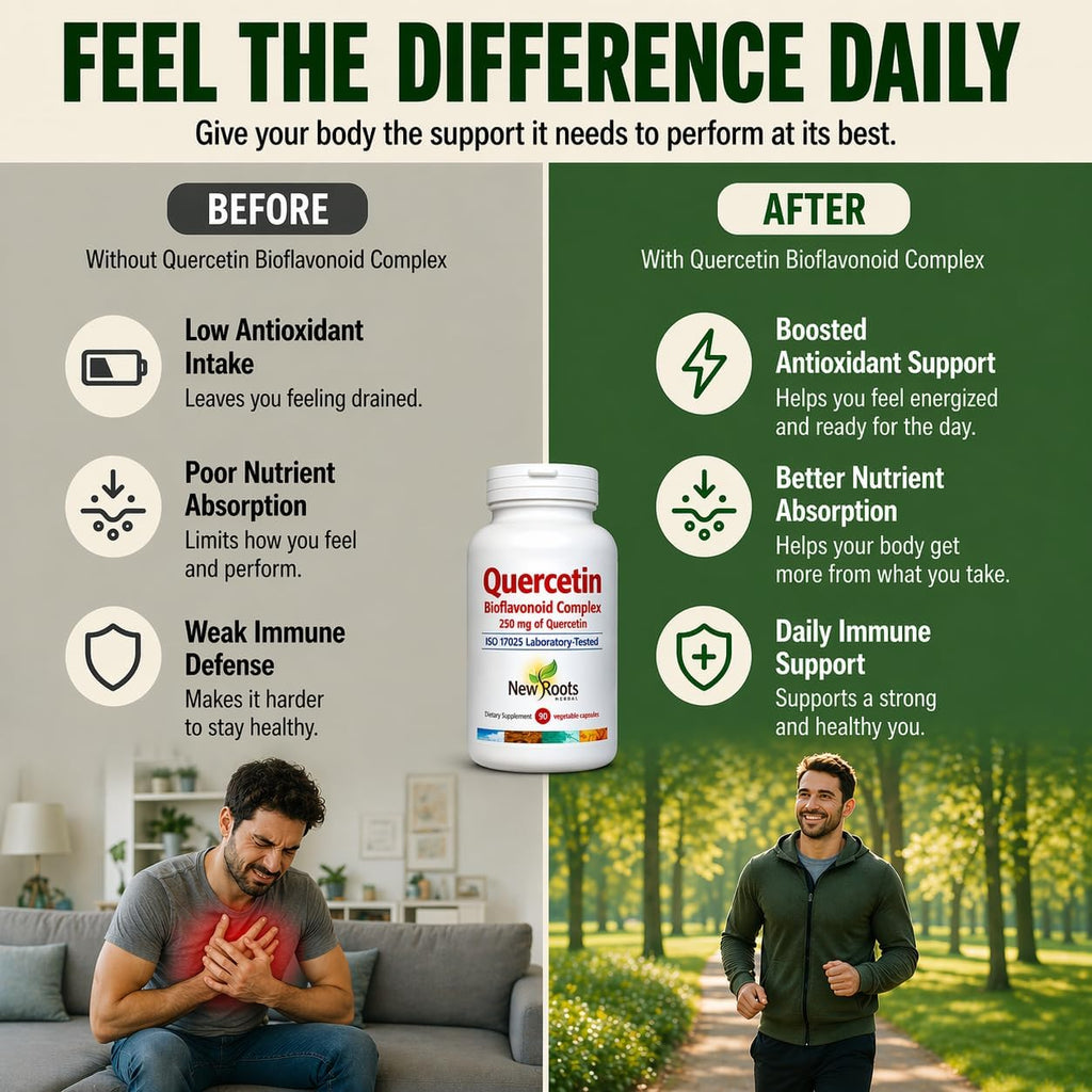 NEW ROOTS HERBAL Quercetin con Bromelina y Rutina - 90 Cápsulas Veganas