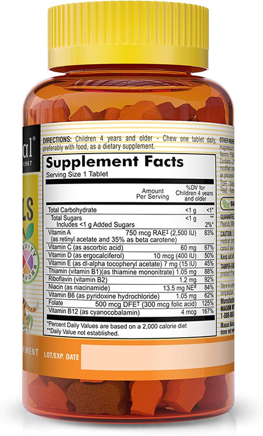 MASON NATURAL Multivitamínico Infantil Masticable Little Animals - 60 Comprimidos