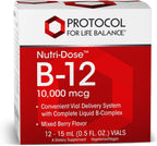 PROTOCOL FOR LIFE BALANCE Nutri-Dose B-12 10000mcg - Vitamina B12 Líquida - para Energía y Sistema Nervioso - con Folato y Biotina - Viales Prácticos
