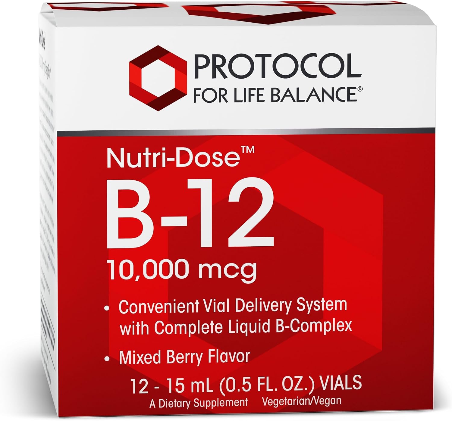 PROTOCOL FOR LIFE BALANCE Nutri-Dose B-12 10000mcg - Vitamina B12 Líquida - para Energía y Sistema Nervioso - con Folato y Biotina - Viales Prácticos