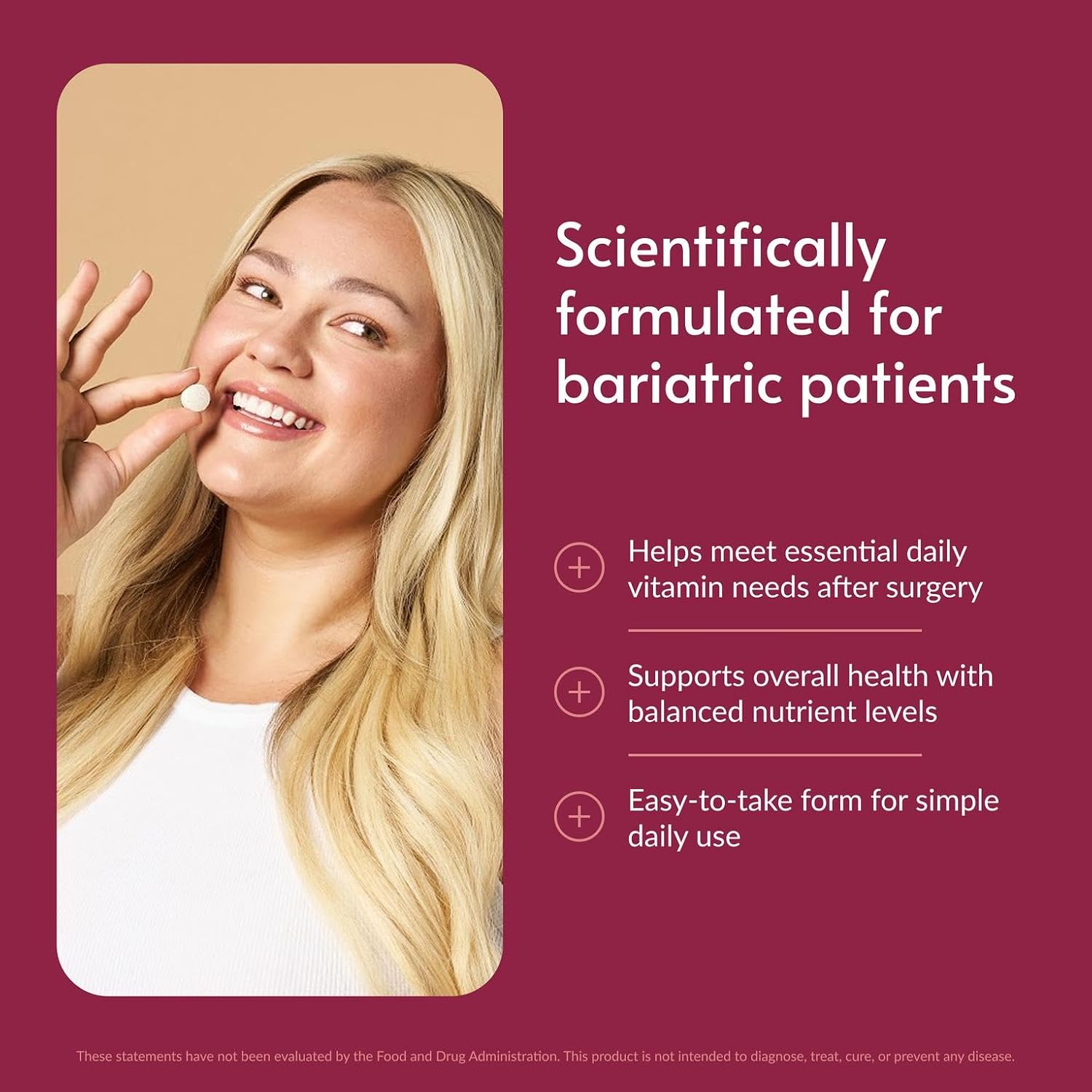 Bariatric Advantage Essential Multivitamin Chewable Iron-Free - 200% DV of Key Nutrients - Berry Flavor - 60 Tablets