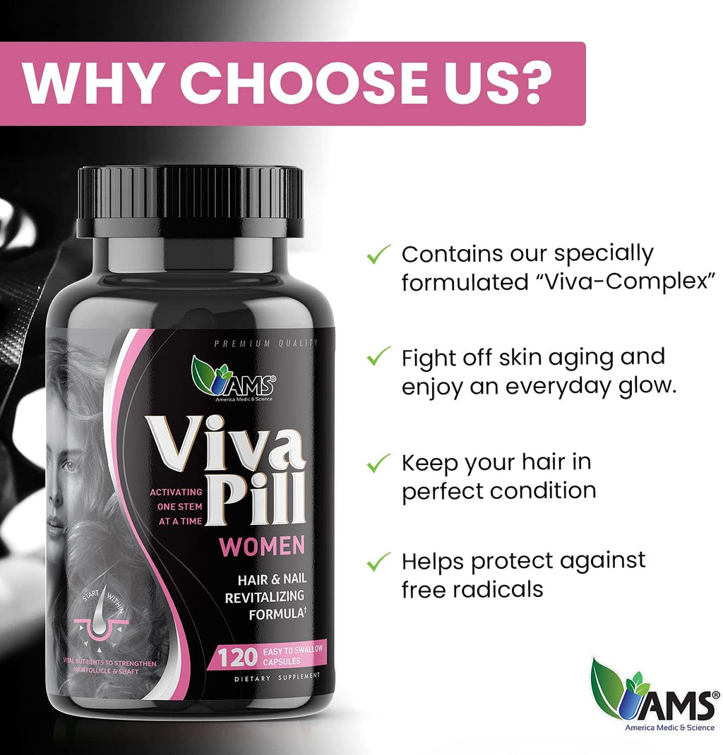 America Medic & Science VivaPill for Women (120 cápsulas) - Complemento para cabello, piel y uñas