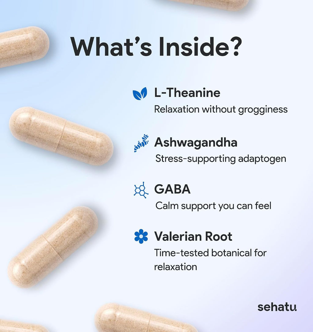 SEHATU Relax Plus - Suplemento para el estrés y el sueño reparador | 60 cápsulas