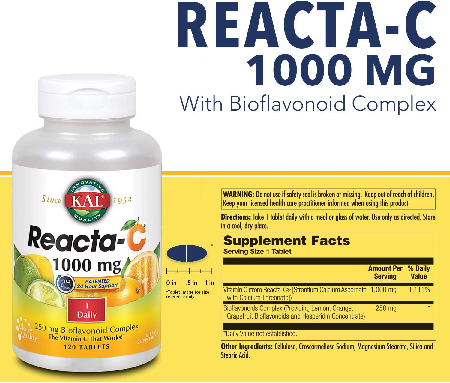 KAL Reacta-C con Bioflavonoides - 120 Comprimidos