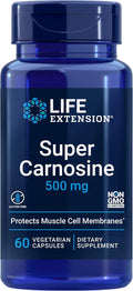 Life Extension Super Carnosine, L-Carnosine, Luteolin, Vitamin B1, 60 Capsules