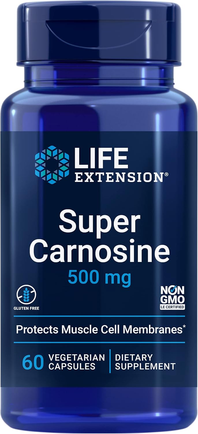 Life Extension Super Carnosine, L-Carnosine, Luteolin, Vitamin B1, 60 Capsules