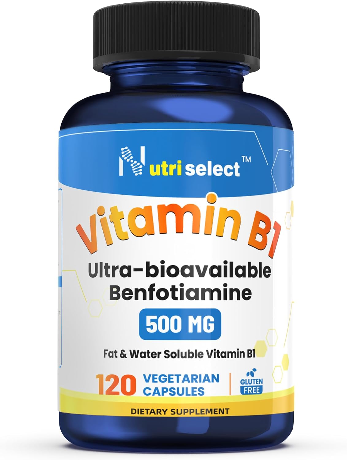 Nutriselect Benfotiamina 500 mg - 120 Cápsulas - Vitamina B1 Alta Absorción