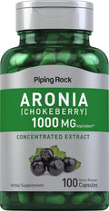 Piping Rock Cápsulas de Aronia - 100 Cápsulas de Extracto de Bayas de Aronia - No OMG, Sin Gluten