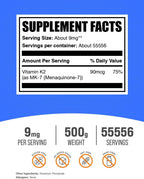 Vitamina K2 MK-7 en Polvo - 500g - BulkSupplements.com