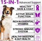 Masticables Multivitamínicos 15 en 1 para Perros con Glucosamina y Probióticos – 150 unidades