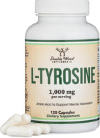 L-Tirosina 1.000 mg por dosis, 120 Cápsulas Vegetales (L-Tyrosine para Memoria, Atención y Enfoque) Aminoácido, Vegano, No-GMO por Double Wood