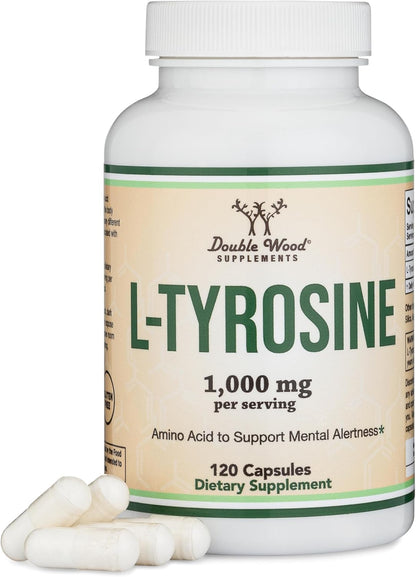 L-Tirosina 1.000 mg por dosis, 120 Cápsulas Vegetales (L-Tyrosine para Memoria, Atención y Enfoque) Aminoácido, Vegano, – Image 1