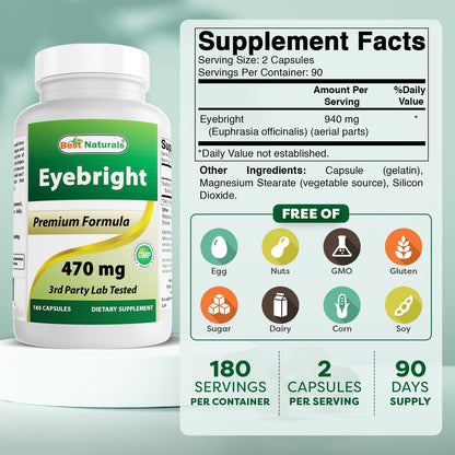 Best Naturals Eyebright 470 mg – 180 Cápsulas – Image 2
