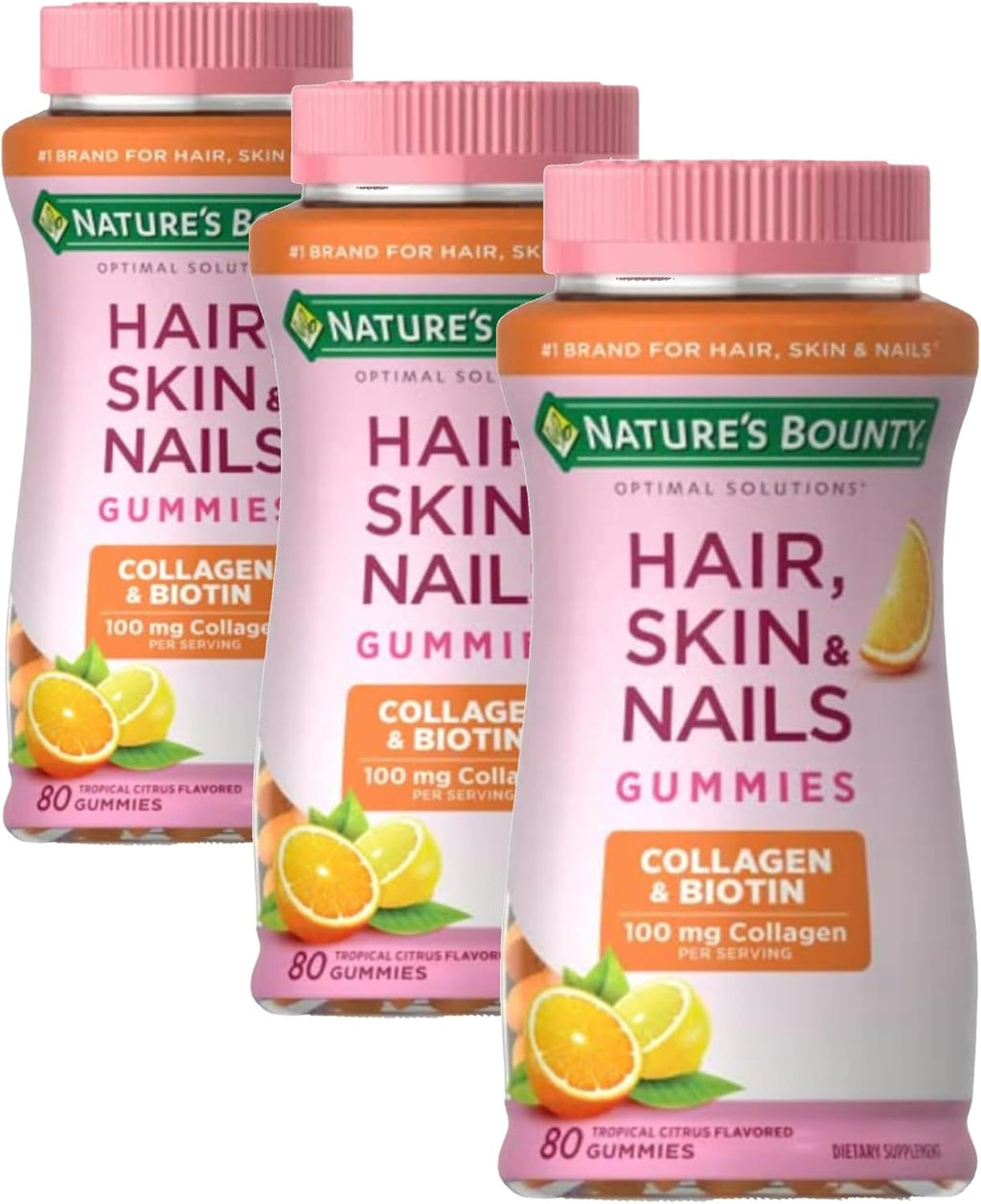 Nature's Bounty Biotina y Colágeno, Gominolas Cítricas, 140 unidades