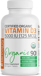 Bronson Vitamin D3 5000 IU USDA Certified Organic - 90 Tablets