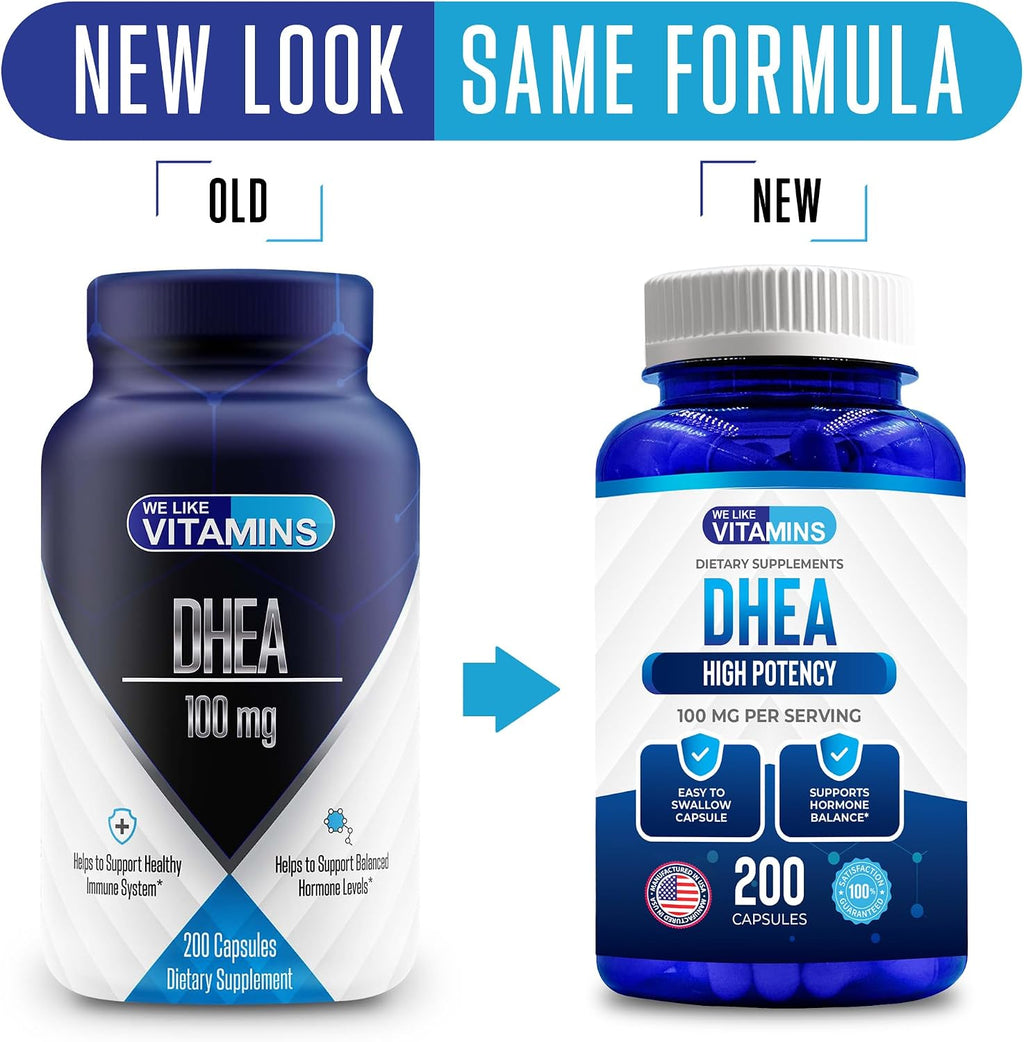 DHEA 100 mg 200 Capsules - High Potency Dehydroepiandrosterone Supplement