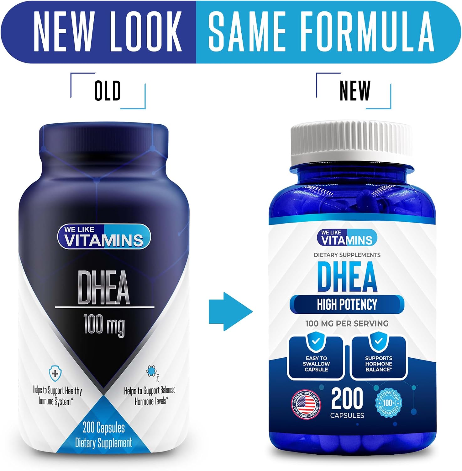 DHEA 100 mg 200 Capsules - High Potency Dehydroepiandrosterone Supplement