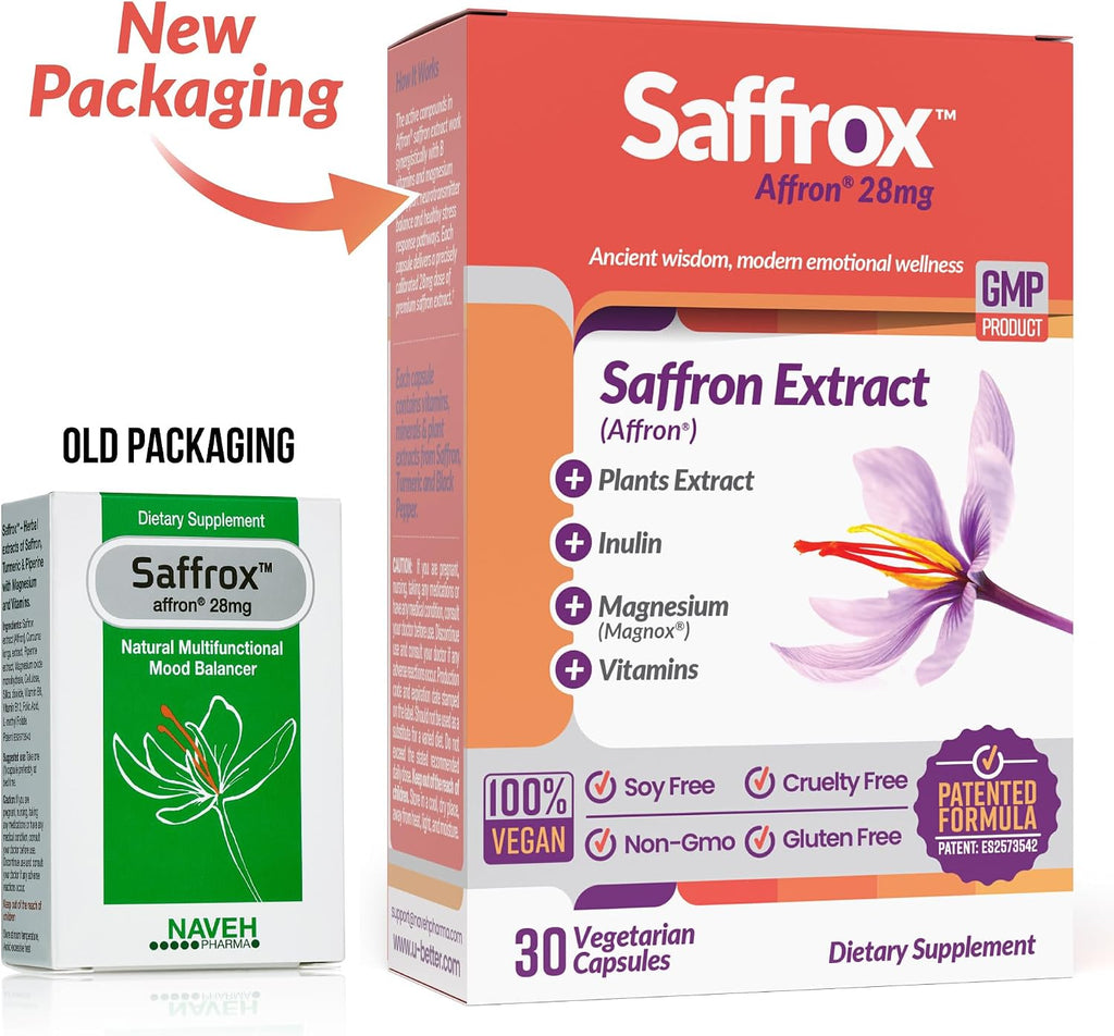 NAVEH PHARMA Saffrox™ Cápsulas de Extracto de Azafrán 28mg | 30 Cápsulas