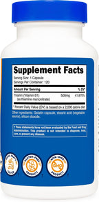 Nutricost Vitamin B1 (Thiamine) 500mg, 120 Capsules (2-Pack)