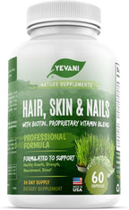 YEVANI 100% Puro Vitaminas para Cabello, Piel y Uñas con Biotina - Fórmula Super Blend