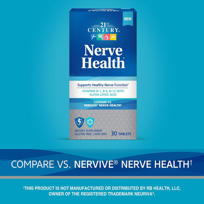 21st Century Nerve Health - Ácido Alfa Lipoico 300mg y Vitaminas B (30 comprimidos)