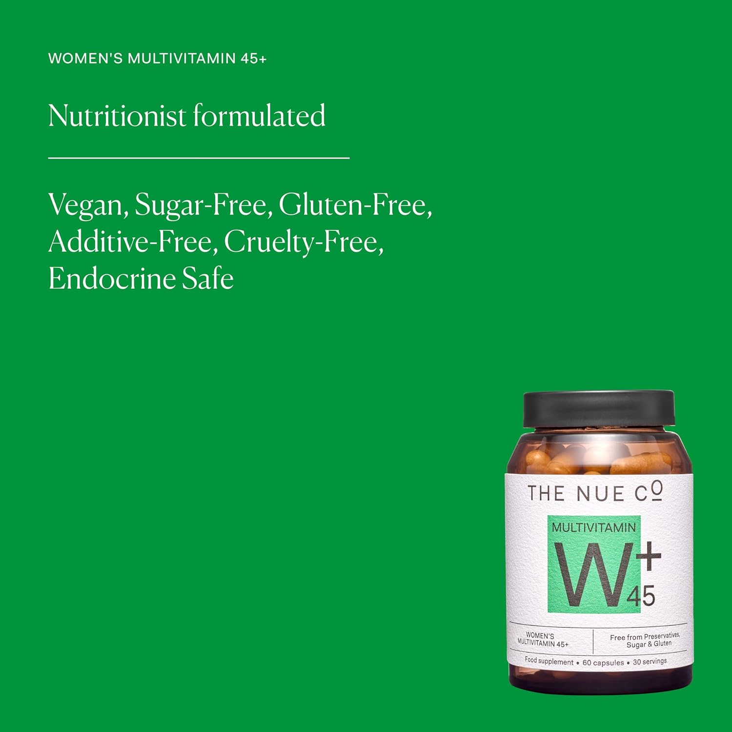 The Nue Co. Women's MULTIVITAMIN 45+ - Complemento para energía, inmunidad y concentración
