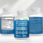 Complejo B Metilado con B12 Metilcobalamina y Metilfolato 1000 mcg - Complejo B Premium para Energía y Función Cognitiva - Multivitamínico Metilado (270 porciones, Paquete de 3)
